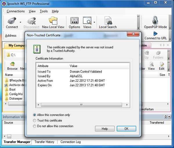 conexion ftp seguro con ws